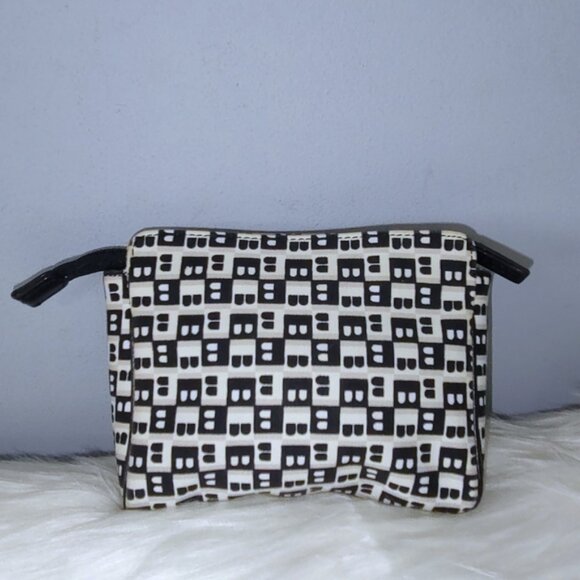 Bally "B" logo tote + pouch set canvas leather EUC - Picture 8 of 11